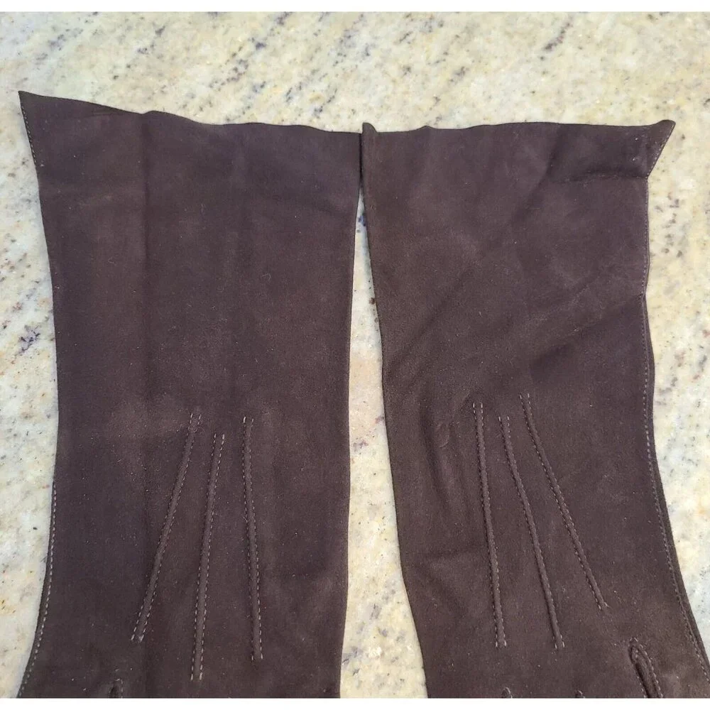 Vintage Womens Size M 6 3/4 Brown Suede Leather Formal 10.5